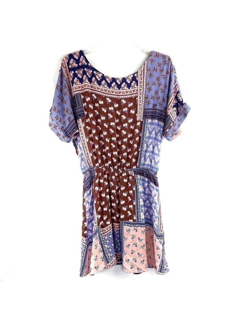 NEW-FOREVER 21 Fabulous Floral Color Block Whimsical Open Back Mini Dress SZ MD